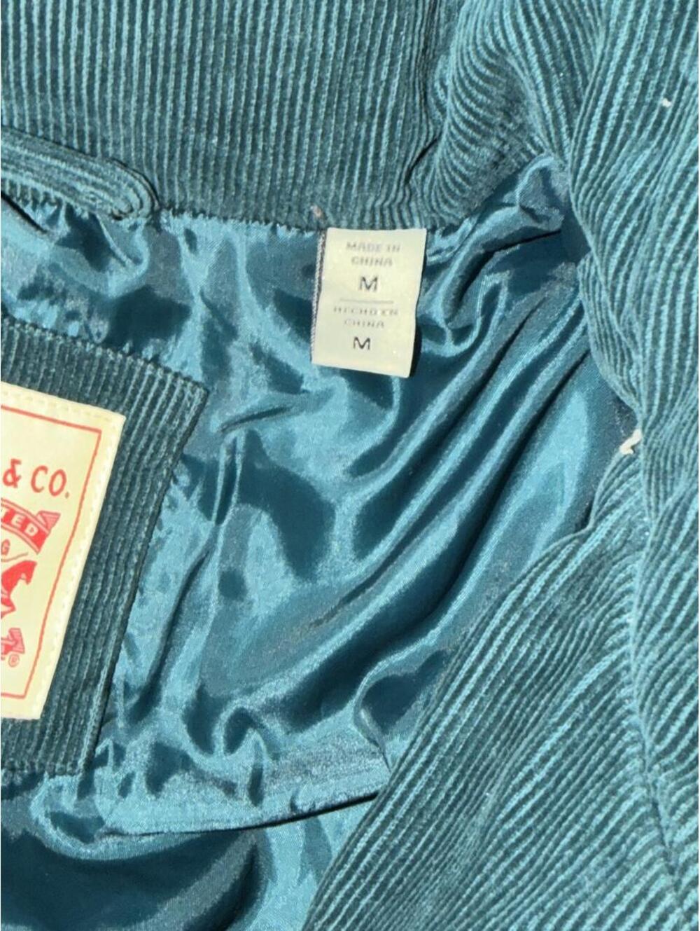 Levi’s M Teal Corduroy Puffer Jacket Y2K Vintage Streetwear - Picture 5 of 7